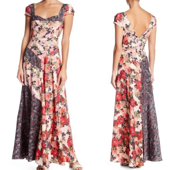 Free People La Fleur Floral Maxi Crepe Dress - Picture 1 of 9